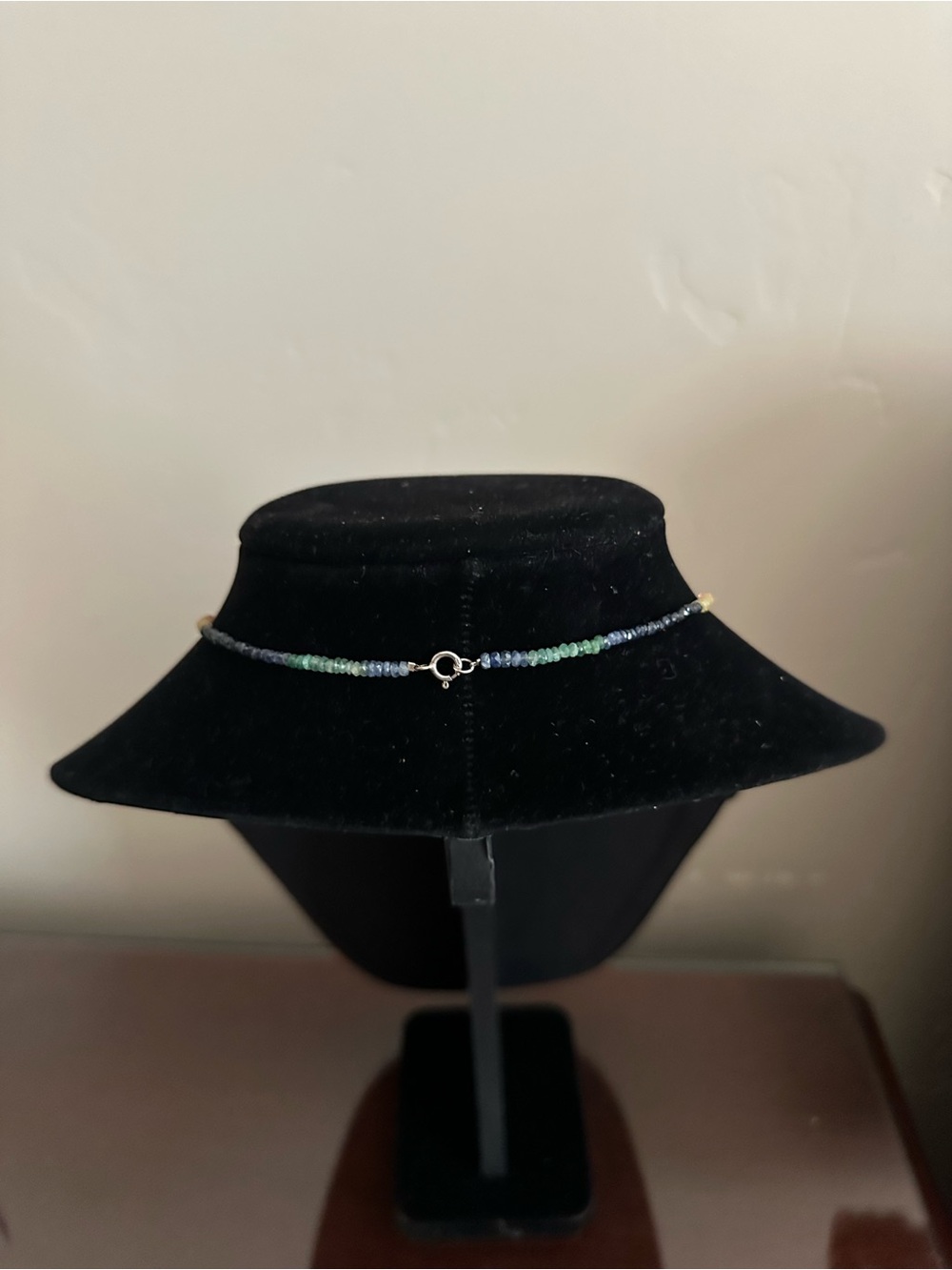 Hand Crafted Gold Wire Teardrop Watermelon Tourmaline & genuine Sapphire beads - Picture 4 of 6